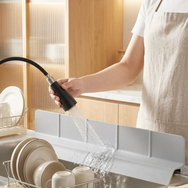 하늬무드 주방 싱크대앞 물막이 설거지 높이9cm, 1개, 그레이