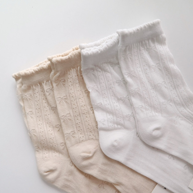 국산 여성 여름 시스루 리본매쉬 양말 4족 세트