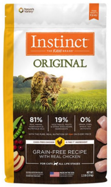 Instinct Original 無穀配方 全貓糧 高蛋白低敏配方 呵護腸胃 亮麗毛髮, 雞, 2.2kg, 1個