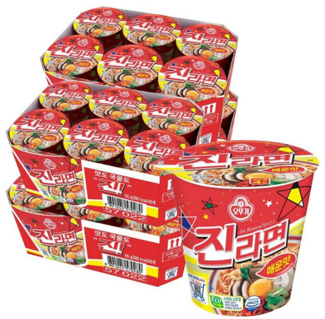 오뚜기 진라면 컵라면소컵 매운맛 65g 24개