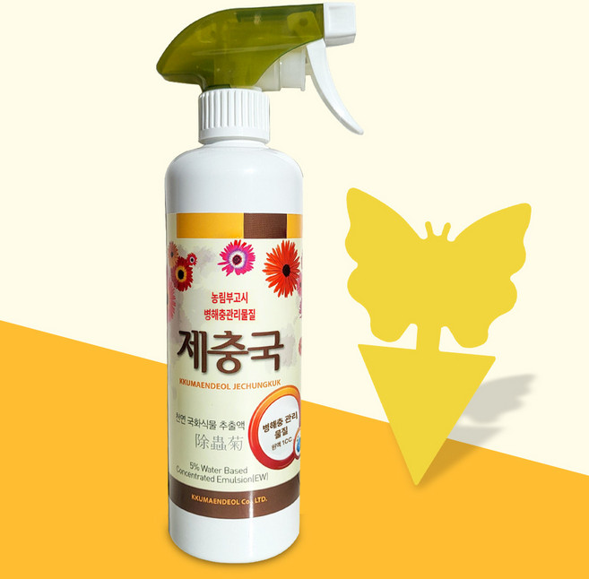 세경팜 제충국 식물보호 관리 스프레이 + 끈끈이트랩, 4개, 500ml