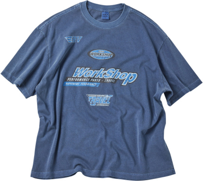 트래블 애슬릿 피그먼트 반팔티 블루 섀도우