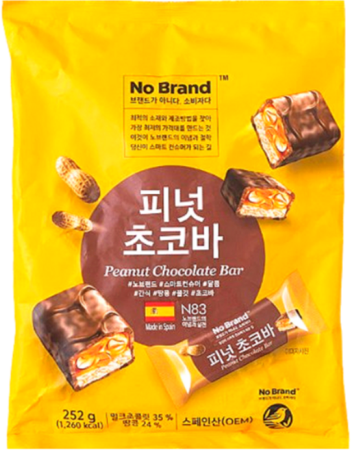 노브랜드 [노브랜드] 피넛 초코 바 252gx2, 2개, 252g
