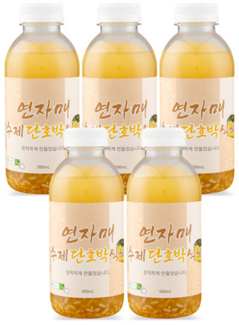 연자매 수제 단호박식혜 무라벨 전통식혜맛 그대로, 500ml, 5개