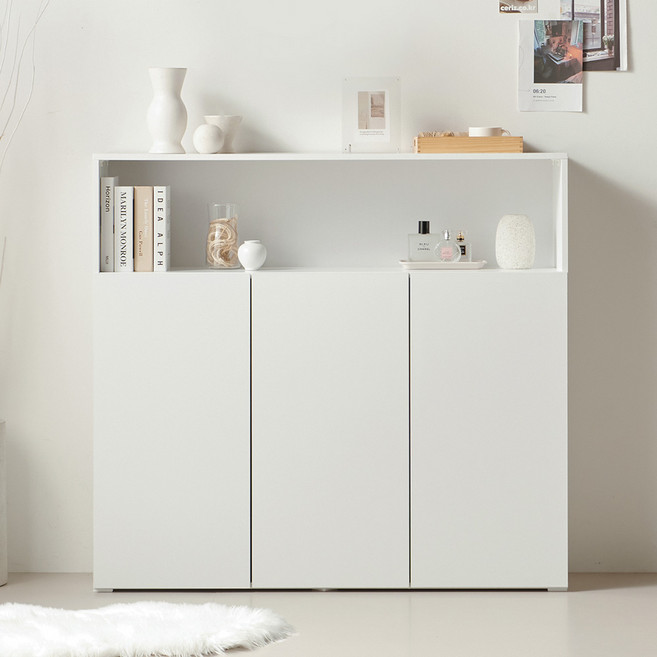 룸앤디 모노 더높은 수납장 1200 상부오픈형 E0등급 LPM 다용도 슬림 선반 수납장, 모노 더높은 1200(상부오픈) 화이트