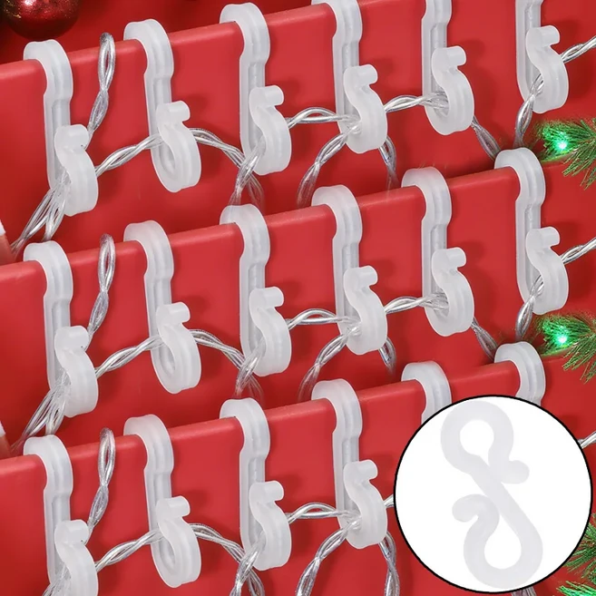S자형 와이어 홀더 훅 스트링 라이트 클립 벽걸이 고정 클램프 홈 크리스마스 트리 볼 장식, 04 100pcs