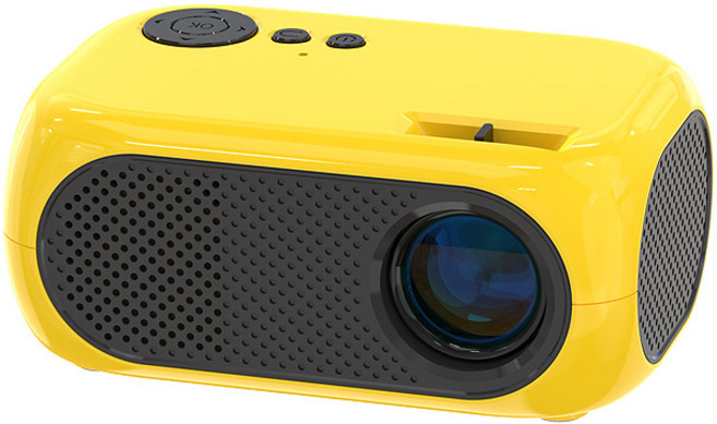 프로젝터 휴대용 캠핑용 프로젝터 휴대용 미니 빔프로젝터 가정용 캠핑용+무선미러링, 노란색