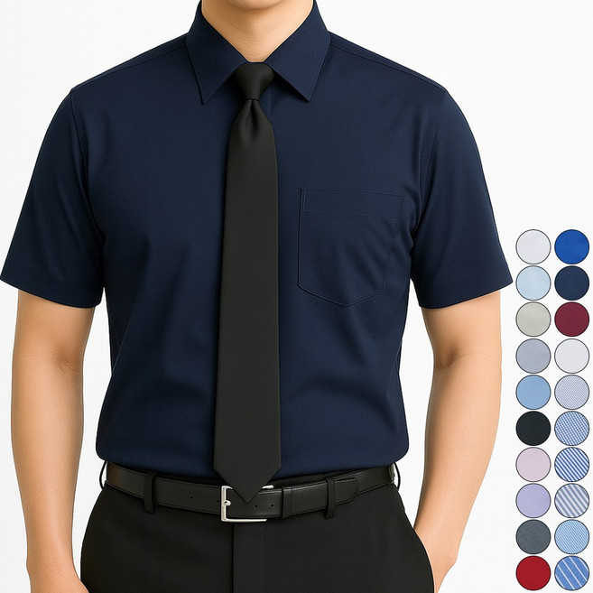 남성용 빅사이즈 (90~140) 반팔 여름 일자핏 일반핏 와이셔츠