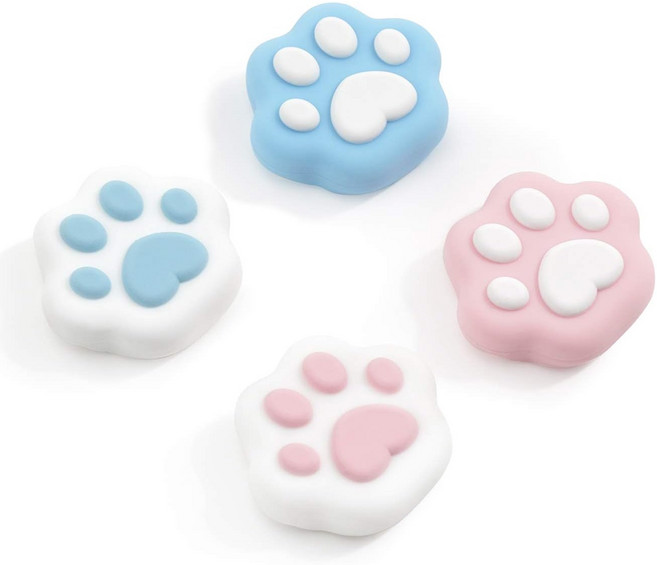 긱쉐어 닌텐도 스위치 라이트 조이콘 고양이 발바닥 왕발 코튼 스틱 버튼 커버 키 캡, 조이콘 냥이 왕발 스틱커버 세트, 핑크블루 왕발, 1개, 긱쉐어 냥이 왕발 스틱커버