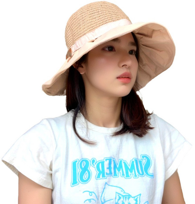 자외선차단 와이어 린넨 와이드핏 버킷햇 바캉스