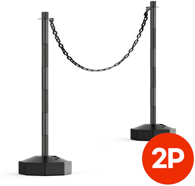 블랙 체인 차단봉 주차금지봉 주차금지 표지판 오뚜기 2P, 1세트