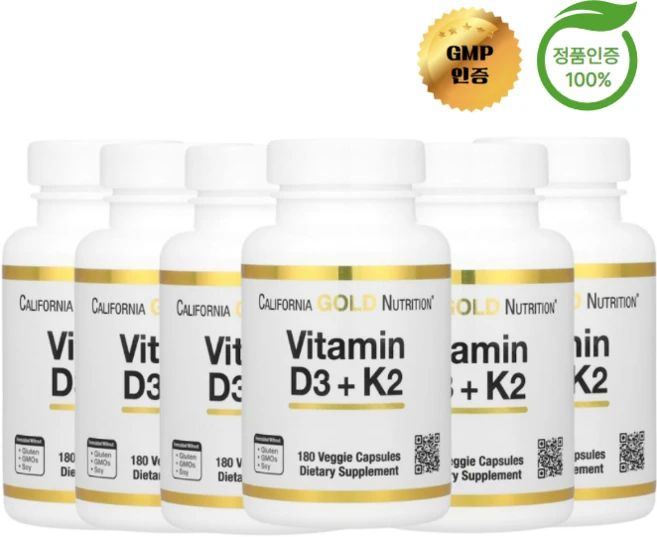 3+3 캘리포니아 골드 뉴트리션 비타민D3 + K2 베지 캡슐 180정, 6개 - 쿠팡