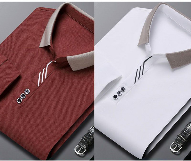 1+1 남성 봄 가을 폴로 티셔츠 패션 캐주얼 순면 터틀넥 긴팔티 루즈핏 데일리 폴로 셔츠 상의 WMY