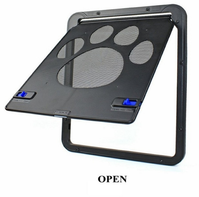 방묘문 펫도어 애완 동물 문 안전 잠글 수 있는 자석 스크린 야외 개 고양이 창 게이트 하우스 자유롭게 입, [01] Black, 1개