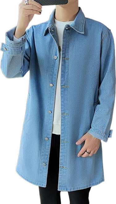 셀럽당 미디 데님 트렌치코트 남