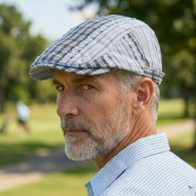 낭만삼춘 C21 신사용 여름 체크 무늬 헌팅캡 중년남성