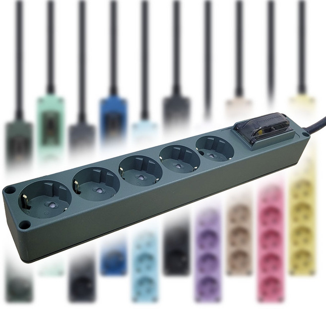 현대 고용량 멀티탭 오브제 국산 4000W 누전차단 과부하차단 멀티콘센트 5구 10컬러, 3m, 카키, 1개