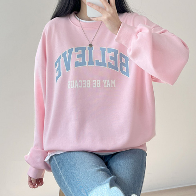 걸즈팩토리 여성용 디프빌 오버핏 라운드 긴팔 맨투맨티셔츠 국내제작