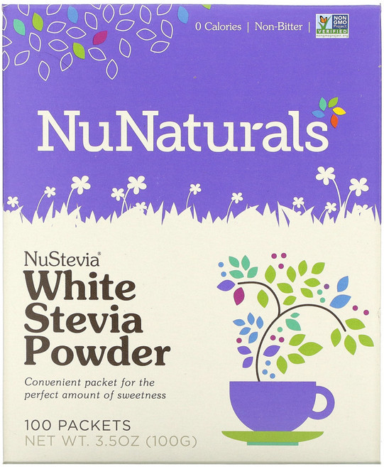 nustevia 백색 스테비아 분말 100 패킷 3.5 oz 100 g, 1개, 100g