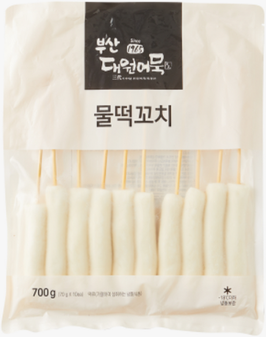 물떡꼬치 700g(70g x 10ea) 물떡 부산 포장마차 꼬치어묵 오뎅탕 어묵탕 떡볶이, 70g, 1