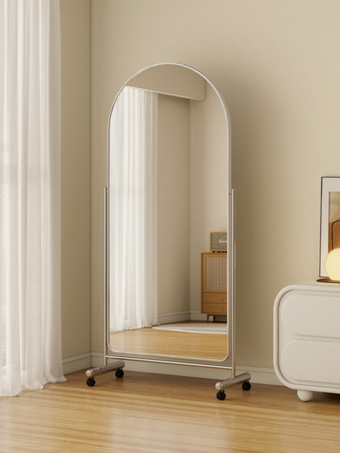 이동식 전신거울 아치 대형 바퀴달린 166x60 프레임 거울 드레스룸 실버, 방폭 166x60 스테인리스