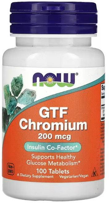 나우 푸드 GTF 크롬 크로뮴 200mcg 100정 Chromium 6병, 6개