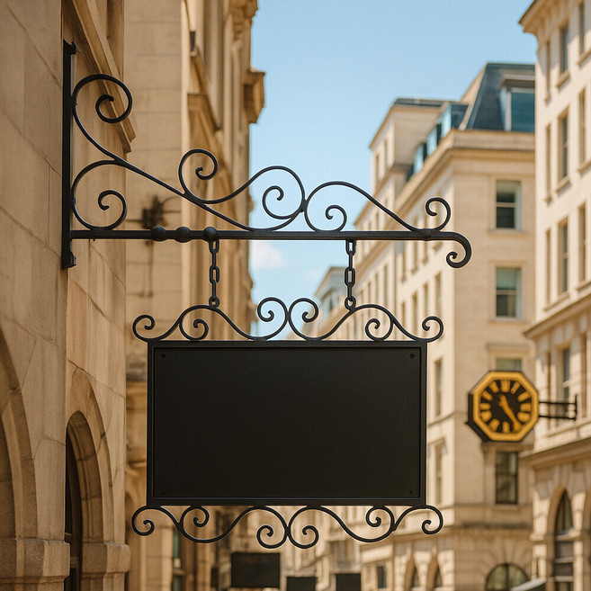 단조 꽈배기 돌출형 가게 간판 블랙 (515mm)