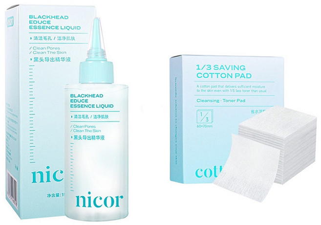 nicor 可視化黑頭儀與黑頭導出液套裝, 黑頭導出液+濕敷棉, 優惠裝, 白色