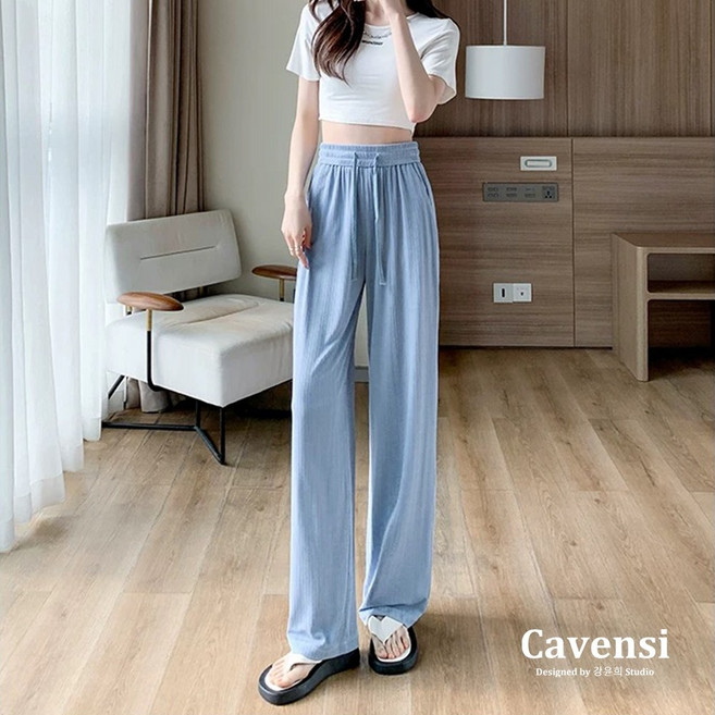 【Cavensi】窄版闊腿褲 女2024新款 四季可穿 防蚊防曬褲 直筒休閒 速乾冰絲 涼感褲 拖地褲