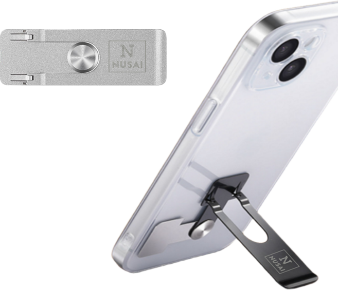누사이리빙 휴대폰 거치대 초슬림 슬림 접이식 얇은 스마트폰거치대, 실버