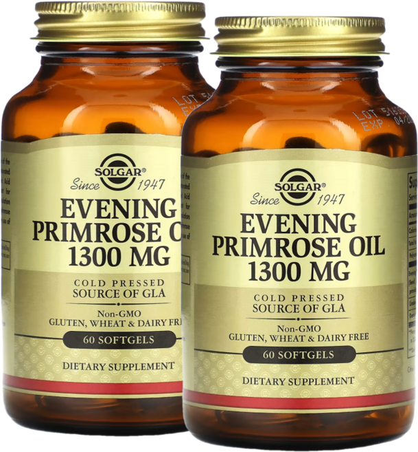 Solgar Evening Primrose Oil 솔가 이브닝 프림로즈 오일 달맞이꽃 종자유 1300mg 60소프트젤 2팩, 60정, 2개