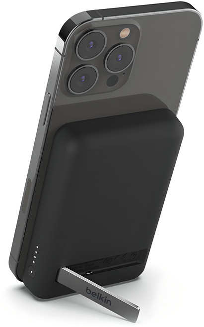 벨킨 5000mAh 맥세이프 마그네틱 무선 충전 보조배터리 + 스탠드, BPD004, 블랙