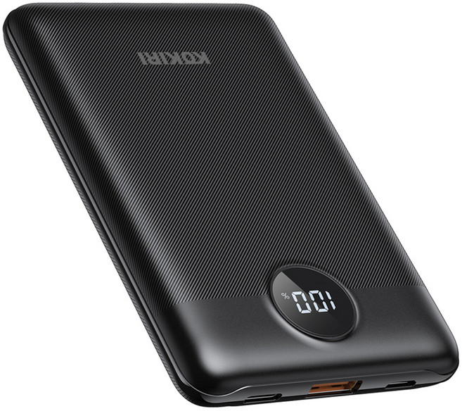 코끼리 고속충전 미니 LCD 잔량표시 PD 22.5W 보조배터리 10000mAh, 블랙