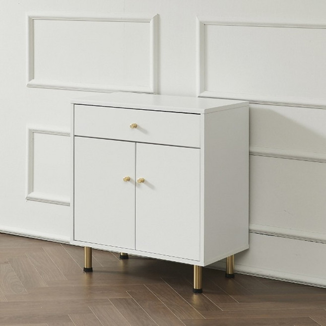 미니 수납장 600 낮은 다리있는 작은 2단 문있는 책장, 그레이