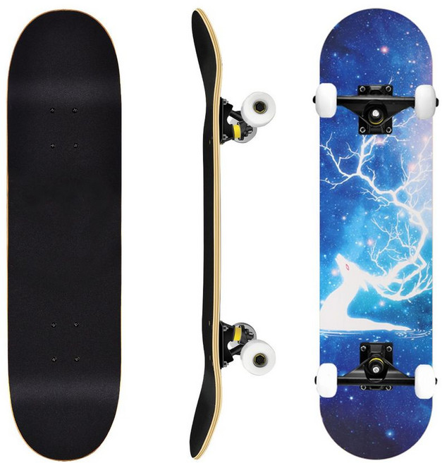 專業成人兒童滑板 四輪楓木板 初學者滑板 雙翹板 造型滑板, 專業車線輪-迷你鹿, 1個