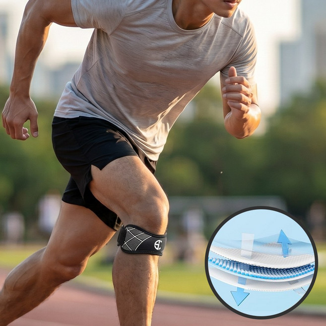 쉬핑 슬개골 슬개건무릎보호대 러닝무릎보호대 스트랩, 블랙, 1개