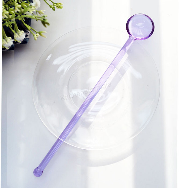 Bestra 홈카페 원형 롱 유리머들러, 원형 퍼플, 2개