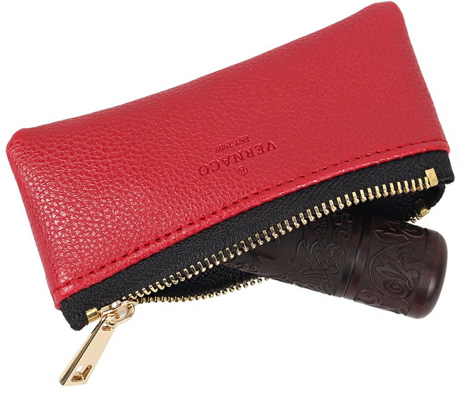 국산 미니 가죽 도장지갑 인감도장케이스, 레드