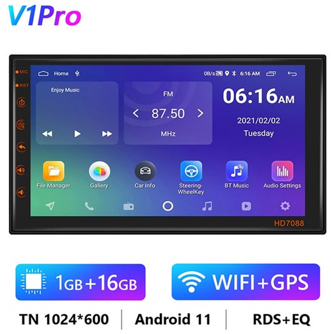 안드로이드올인원 안드로이드오토 podofo android 11 car radio 32g, 1-7인치 1 16g