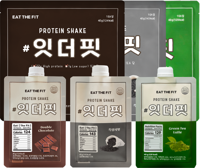 잇더핏 단백질 쉐이크 3주플랜 (더블초코맛 1주+흑임자맛 1주+녹차라떼맛 1주), 280g, 3개