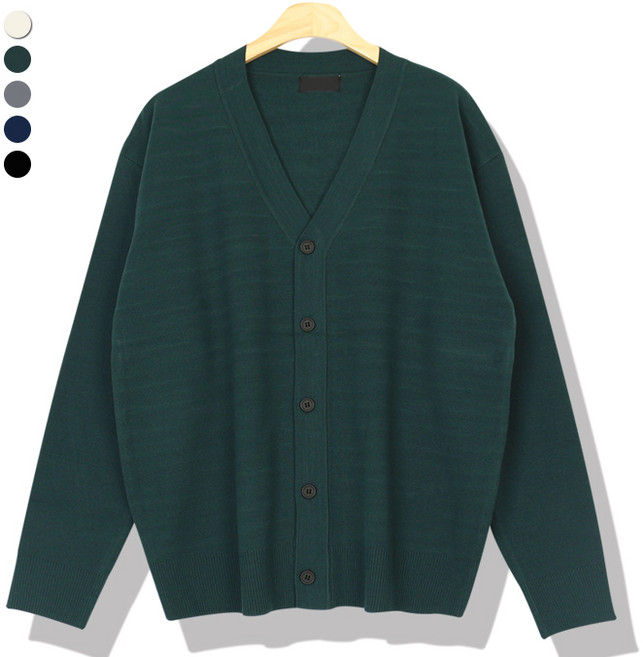 오마보이 남자 미니멀 포멀한 브이넥 니트 가디건