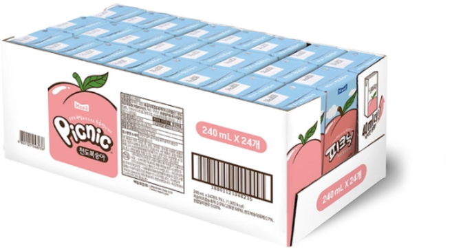 피크닉 천도복숭아, 240ml, 24개