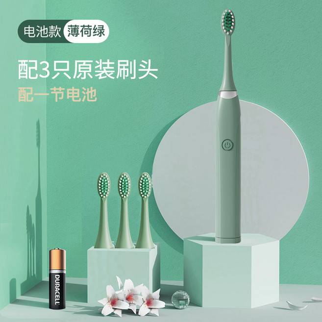 HYLSS 白色 聲波電動牙刷 口腔清潔 深層潔淨, 1個, 如圖所示6032, S6电池 绿色