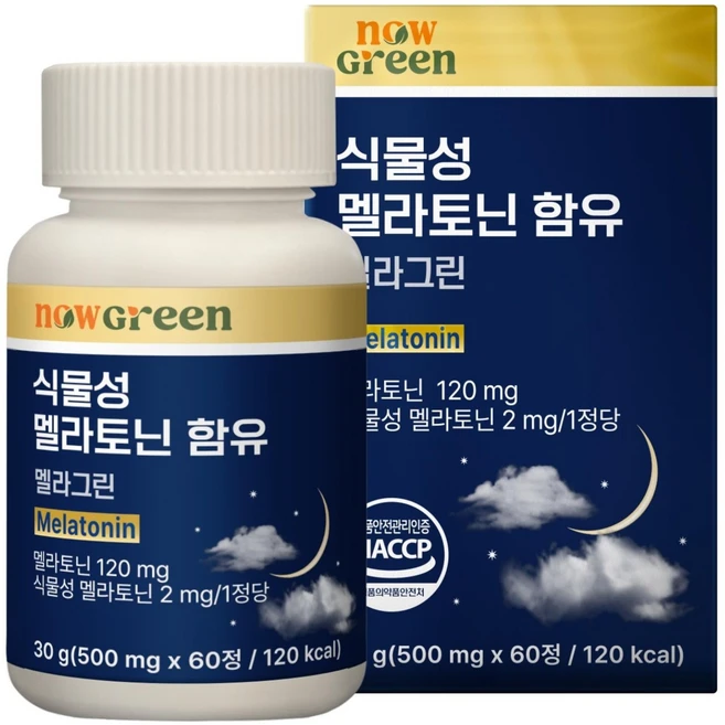 나우그린 정품 식물성 멜라토닌 함유 멜라그린, 60정, 1개 - 쿠팡