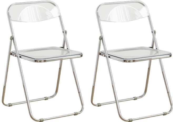 MANTU 다용도 실내외 겸용 접이식 의자, 2개, 클리어