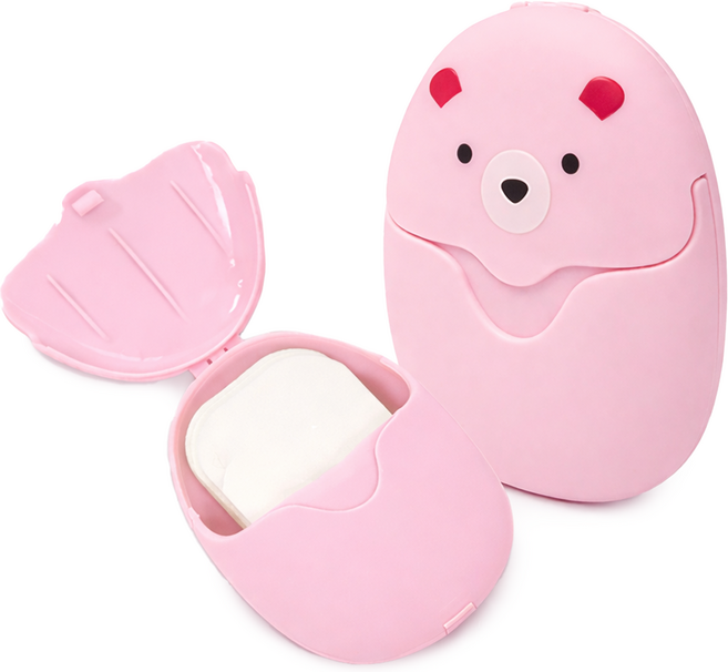 픽101 여행용 휴대용 종이비누 50매입 핑크 핸드워시, 1개, 15g