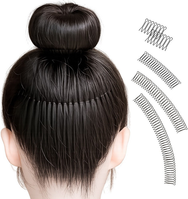 슈리팜 잔머리 고정핀 올림머리 똥머리 헤어핀 4사이즈 세트, 4개, 블랙