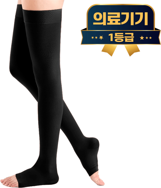 라이프엠디의료용 압박 스타킹 발트임 허벅지형 블랙 고탄력 무릎형 슬리브 붓기 완화 유발 탄력 토시 발목 발등 서포트, 1세트