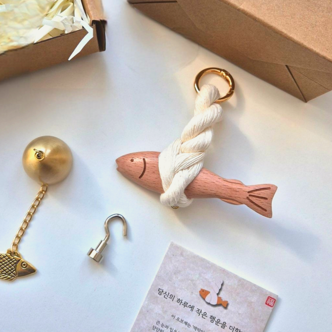 셀루나 액막이명태 선물 차량용 명주실 도어벨 집들이 키링, 선물 포장 풀 패키지