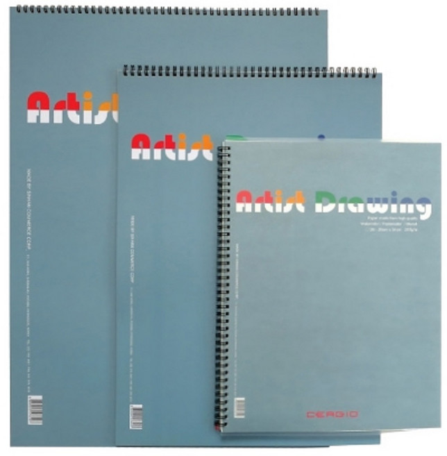 [세르지오] 스케치북8절 200G 회색 고품질내지 /드로잉수채화용 / 26매/257x357mm / 50702